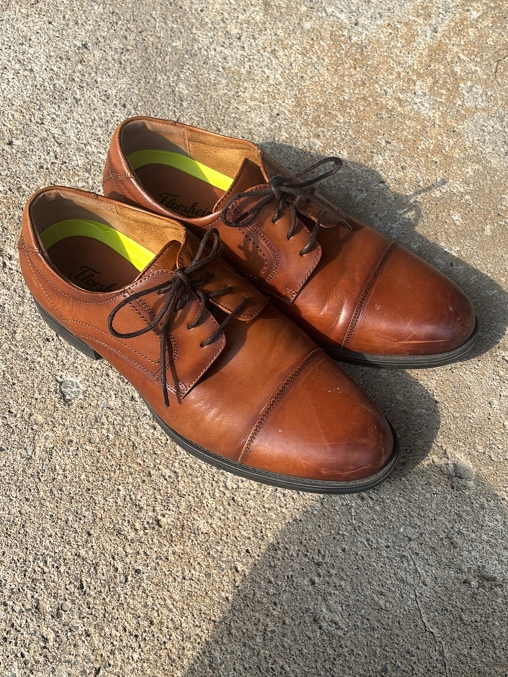 Mens Brown Florsheim Leather Cap-Toe Derby Shoes size 10